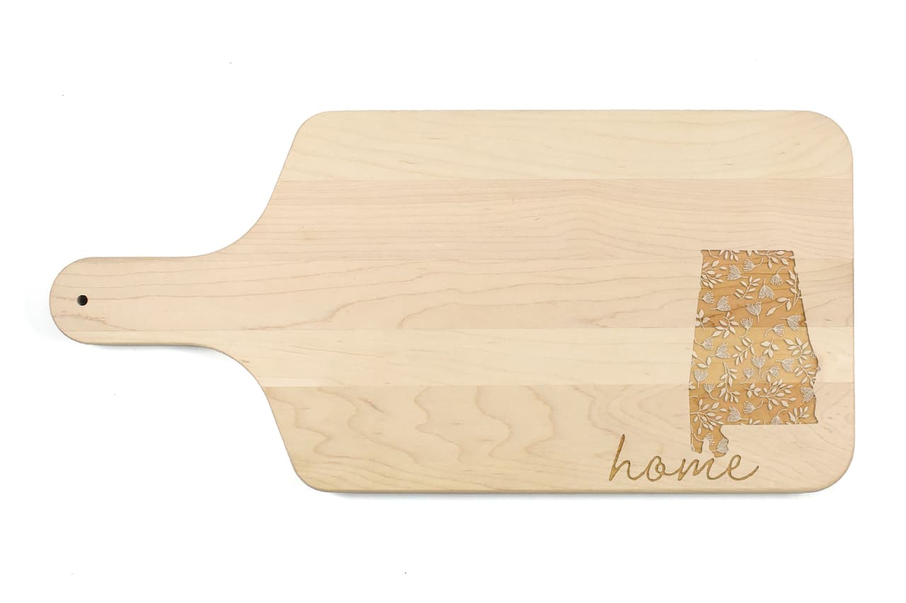 17" Floral Home State Maple Paddle Cutting Board